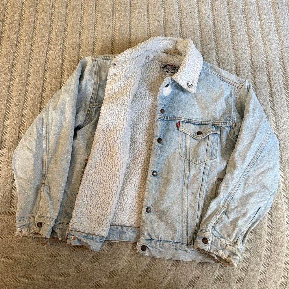 VTG 80s Levi's Sherpa Type 3 trucker denim jacket size M Retro Outdoor Utility